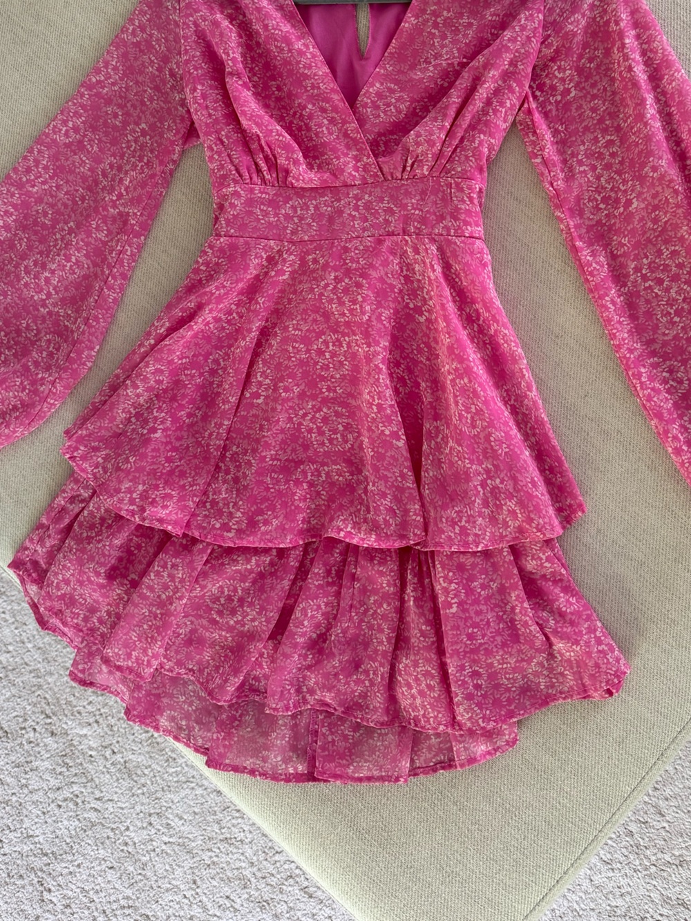 Jessica Simpson Pink Floral Tiered Mini Dress - Picture 2 of 6